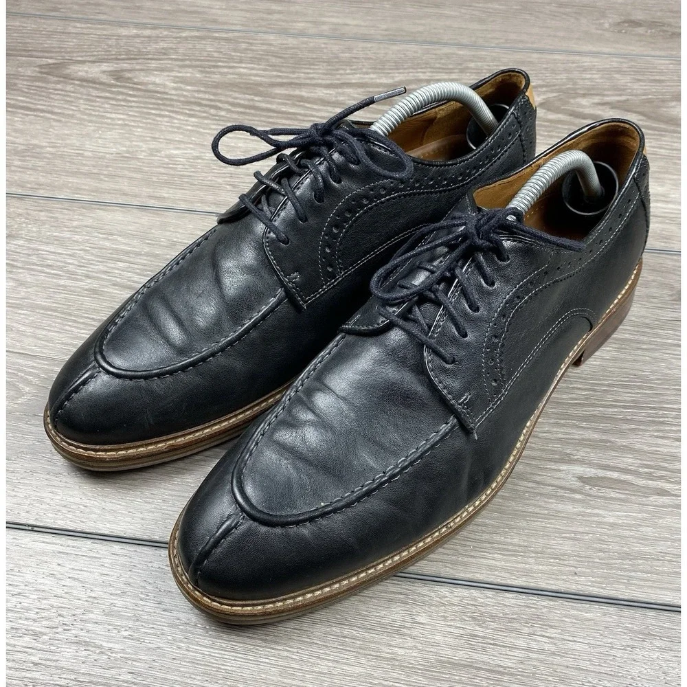Johnston & Murphy Men's Sheepskin Warner Y Mac Lace Up Oxfords Black Size 10.5 D